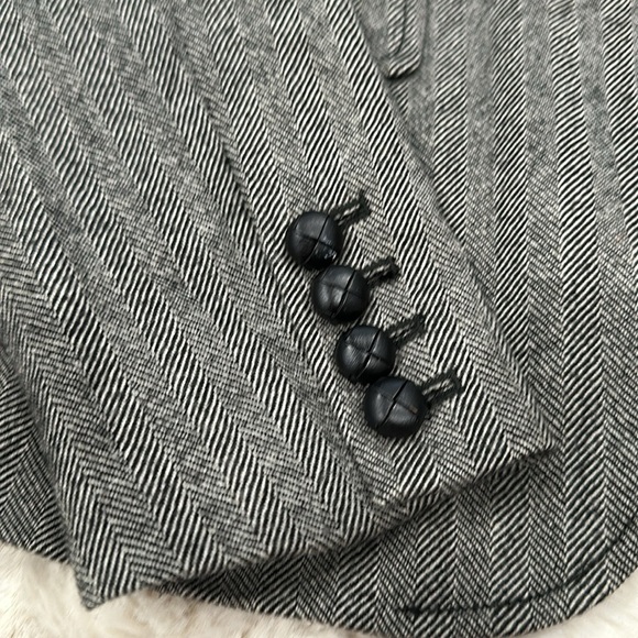 Vintage J.Crew Herringbone 100% Wool Blazer Black White size 6 - Picture 7 of 8